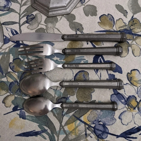 Vintage Gorham Octette Pewter 5 pc place flatware setting 70s 80s - Picture 3 of 5